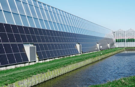 Solar panels on greenhouses